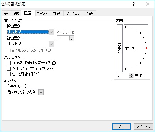 中央揃え
